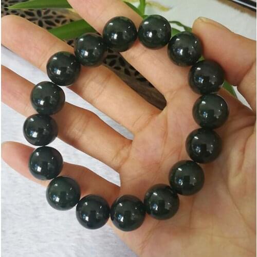 Wonderful bracelet Myanmar natural old pit ice waxy species black color Burmese jadeite free shipping 12-13mm