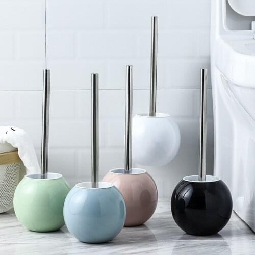 Toilet Brush Holders Bathroom Clearing Tool Wall Mounted Lavatory Stainless Steel Toilet Brush Holder Set Bath Hardware 4 Color