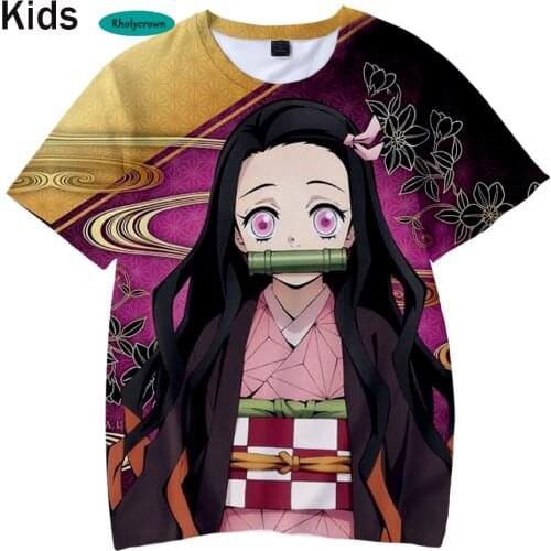 3D Kids T shirt 3D Print Comic Demon Slayer Hip Hop t-Shirt Summer Boys and Girls New 3D Kimetsu no Yaiba Childrens T-Shirt