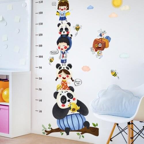 Child Cartoon Height Measure Wall Stickers Kids Rooms Growth Chart Wallpaper Boy Girl Bedroom Decor Wallsticker Mural