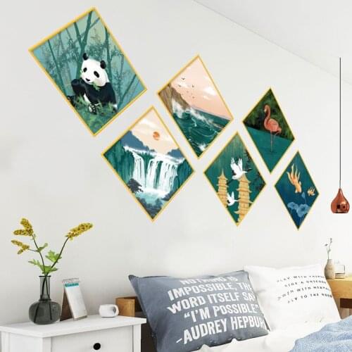 Creative Wall Stickers Home Decor for Living Room Bedroom Home Decoration Animal Panda Pink Bird Decals Self-adhesive
