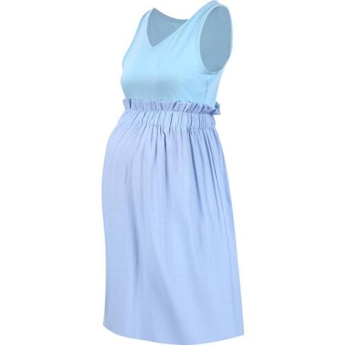 Summer Pregnancy Dress 2021 Womens Sleeveless Maternity Nursing Dress Breastfeeding Pregnant Women Clothes Ciąża Bielizna Nocna