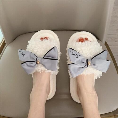 Faux fur slippers ladies indoor slippers winter fluffy slippers ladies slippers women shoes