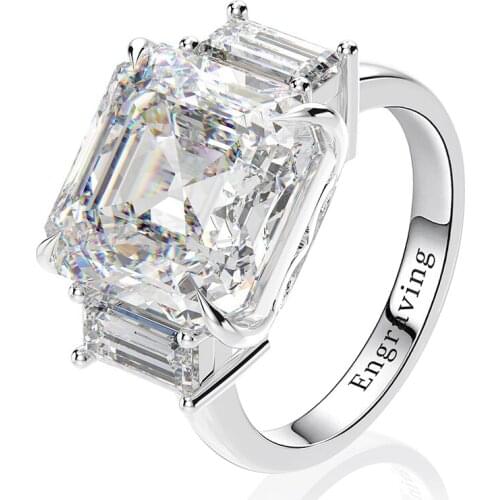 Trendy 100% 925 Sterling Silver Created 12*12mm Couple Rings For Women Pass Diamond Test Sparkling Party Jewelry Fine Jewelry