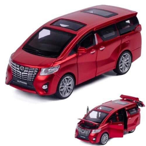 1: 32 Simulation Toyota Alphard Alloy Car Model Light Music 6 Door Metal Toy Car Childrens Birthday Gift Red Car