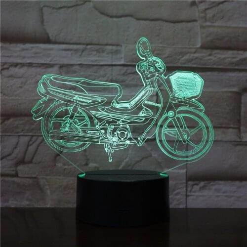 Motorcycle Seven Color Gradual Change Table Lamps Touch Remote Control 3D Night Light Led 3D Visual Gift Small Desk Lamp 1849