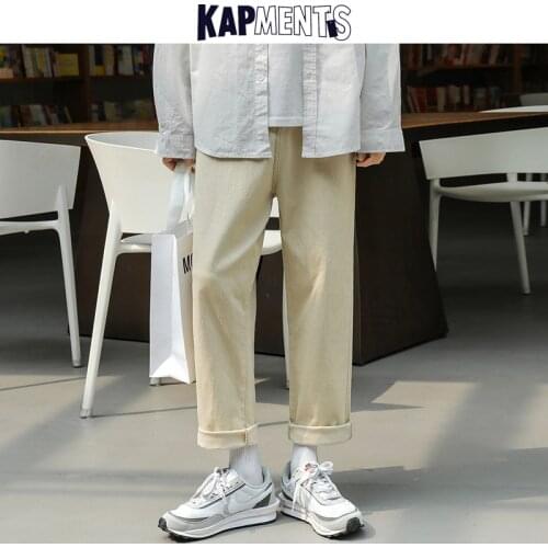 KAPMENTS Men Streetwear Straight Cargo Pants 2020 Overalls Mens Harajuku Kpop Black Joggers Pants Male Korean Fashions Trousers