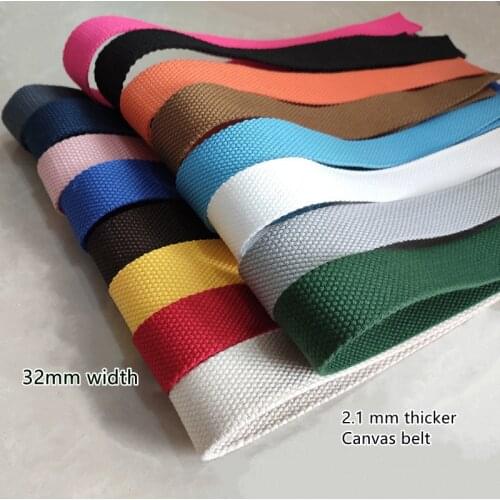 32mm Width DIY Webbing Thicker 5m Long Polyester-Cotton Canvas School Bag Strap Portable Binding Pet Belt Plain Weave