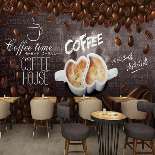 Custom 3D Wall Mural Retro Hand Drawn Coffee Decorative Painting Wallpaper Restaurant Cafe Background Wall Paper Papel De Parede