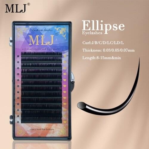 MLJ Eyelashes Round Ellipse Lashes Hand Made Non-Sticky Natural Extensions Soft Lash Makeup Sets Grafting False Eyelashes