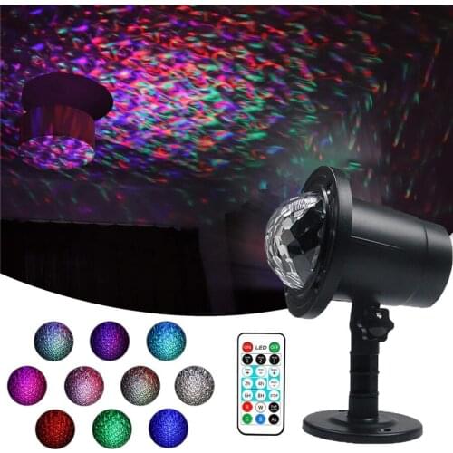 Water Wave Christmas Projector Light With Remote Control Outdoor RGB LED Flame Fire Ocean Wave Spotlight For Wedding Party Displ