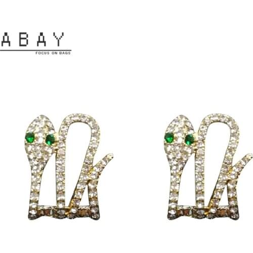 S925 Silver Needle Rhinestone Bow Earring Women New Simple Zircon Snake Elegant Luxurious Temperament Design Earrings Wholesale