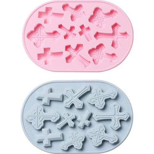 10 Cells Cross Style Silicone Epoxy Molds For Pendant Necklace Food Grade Material For Chocolate Biscuit Candle Cake Molds