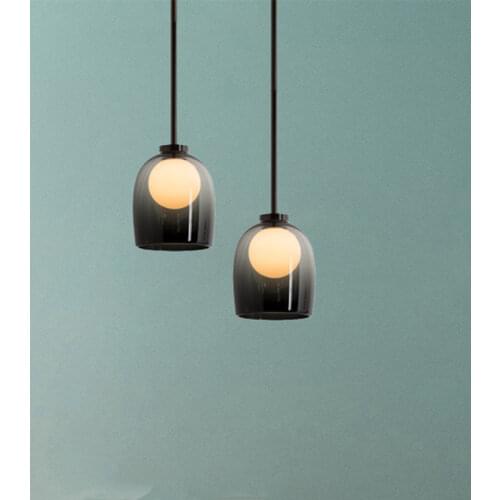 Modern Gray Glass Pendant Lights Dining Room Restaurant Light LED Living Room Hanging Lamp Nordic Designe Chandelier Combination