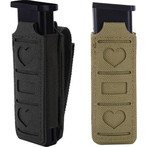 1000D Tactical Molle 9mm Magazine Pouch Holster Pistol Handgun Single Mag Carry Case for Glock 19 21 Beretta 92 Flashlight Pouch