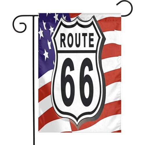 Route 66 Motorcycle Biker Rider Retro Usa Flag 12*18in Garden Flag