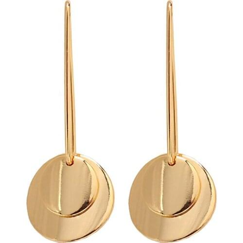 Gothic Earrings Vintage Metal Geometric Circle Earrings for Women Punk Jewelry Gold Earring Femme Metal Coin Earrnig pendant