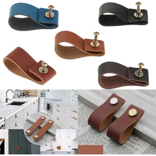 1pc PU Leather Cabinet Pull Handle Drawer Dresser Cupboard Handle Pulls Pull Handle Knob Leather Drawer Pulls