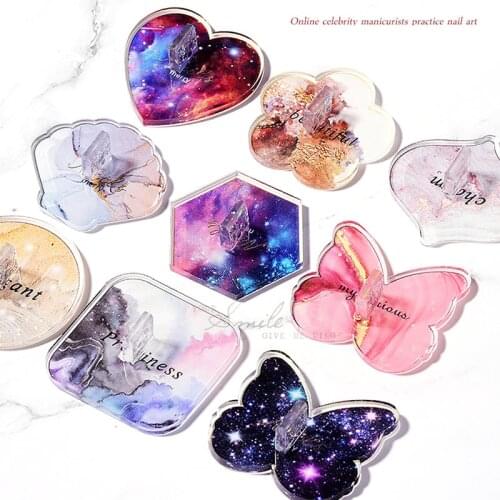 1Pcs Natural Resin Agate Nail Color Mixing Palette Gel Nail Polish Drawing Holder Shelf Color Paint Palette DIY Nail Art Display