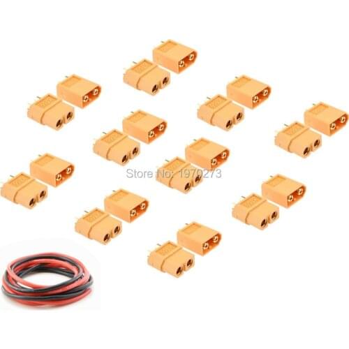 10pairs XT60 Connector plug Male / Female +14AWG Silicone Wire Cable ( Black 100cm + Red 100cm) 2 Meter for RC Battery ESC quad