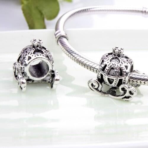 10PCS European Style Silver Plated Cinderellas Pumpkin Car Bead Fit Diy Handmade Child Snake Chain Bracelet Necklace