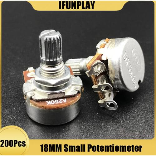 200pcs 18mm Split Shaft Guitarra Pots Potentiometer Guitar Audio Tone Switch A500K/B500K/A250K/B250K