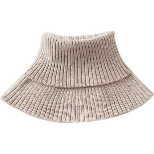 40GC Ribbed Knitted False Fake Collar Winter Detachable Sweater Turtleneck Dickey Vintage Solid Color Neck Warmer Scarf Wrap