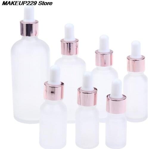 5/10/15/20/30/50ML Frosted Dropper Glass Rose Gold Cover Aromatherapy Liquid For Essential Massage Oil Pipette Refillable Bottle