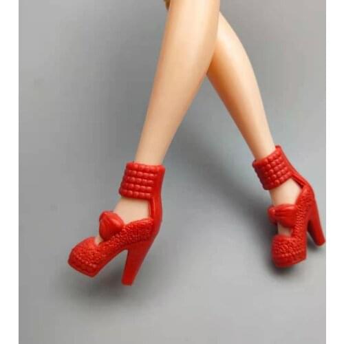 6 Pairs/lot Fashion Red High Heel Doll Shoes Boots For Barbie Accessories Sneakers Sandals Foot Wear Boots 1/6 Dollhouse Toys