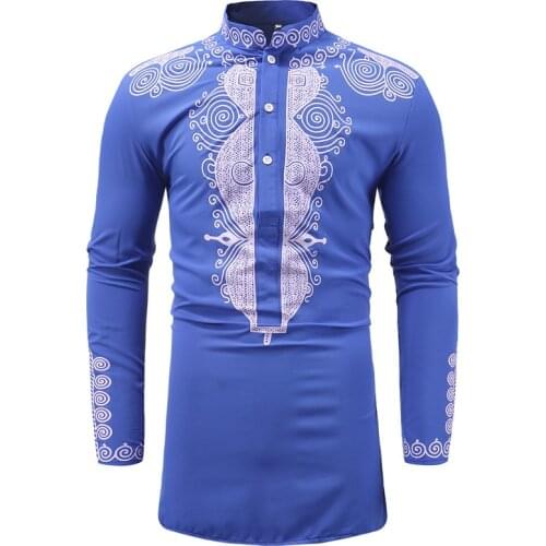 African Dashiki Print Button Up Shirt Men 2021 Brand New Slim Fit Long Sleeve African Clothes Hip Hop Streetwear Chemise Homme
