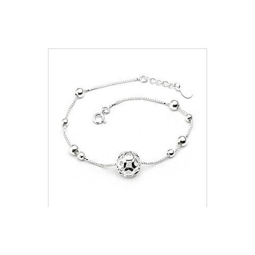 Free Shipping Women Plata 925 Sterling Silver Ball Beads Anklets Women Allergy Free Anklets de cheville Tornozeleiras
