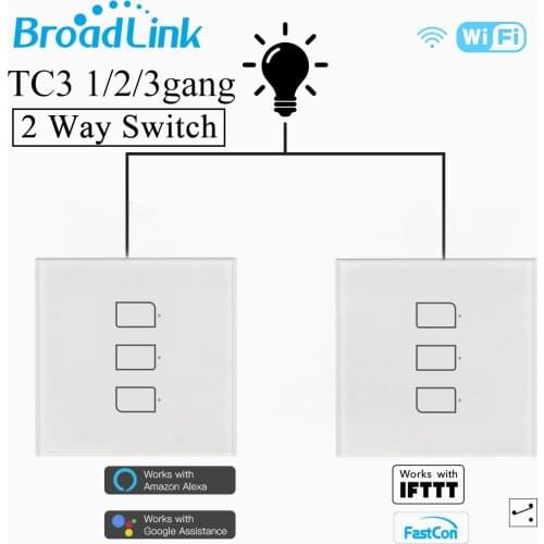 Broadlink TC2 WiFi UK EU Light Switch Wall Touch Panel 1/2/3 Gang RM PRO IR+RF Remote Control for Alexa Google Home