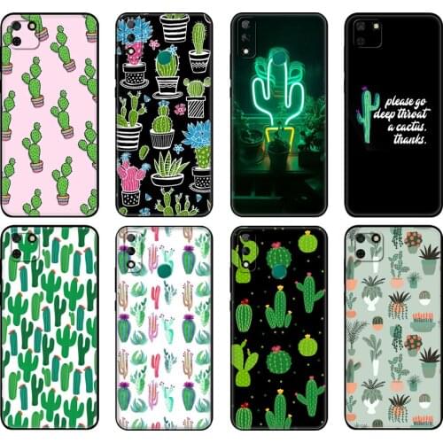 Black tpu Case For Huawei Y9S Y6S Y8S Y5P Y7P Y8P Case For Huawei Y5 lite Prime 2018 Y6 2019 Cover cactus