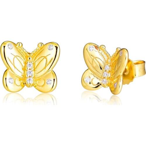 CKK Silver 925 Jewelry Decorative Butterflies Stud Earrings For Women Original Making Sterling Silver Earrings