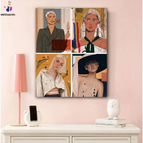 DIY colorings pictures by numbers with colors Different girl styles picture drawing painting by numbers framed
