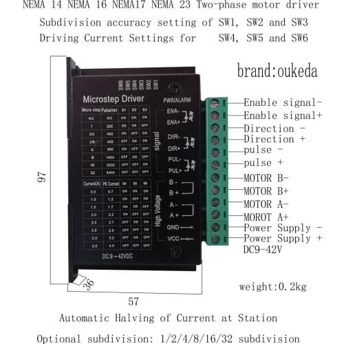 For Microstep Driver TB6600 DC9-42VDC Upgraded 42/57 Stepper Motor Driver