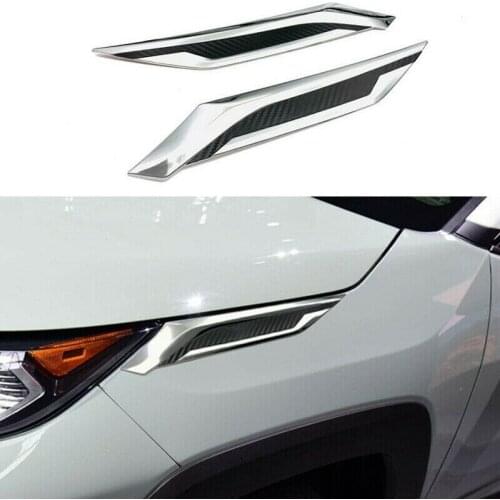 For Toyota RAV4 RAV 4 2019 2020 Black ABS Plastic Car Exterior Front Head Light Lamp Cover Trim