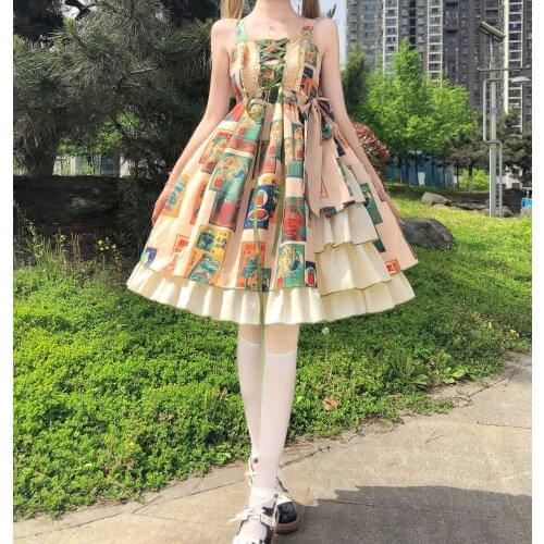 Factory Original Design Lolita Dress Stamp Collection Fairy Splicing Sling JSK Dress lolita clothes gothic lolita dress
