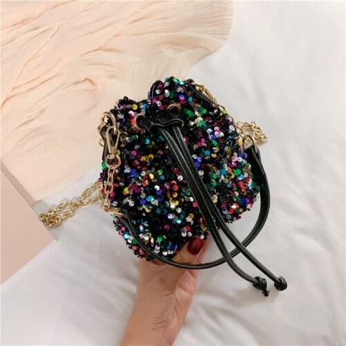 Purses and Handbags for Women 2021 Sequin String Bucket Hand Bags Tote Ladies Shoulder Bag Girls Crossbody Bags