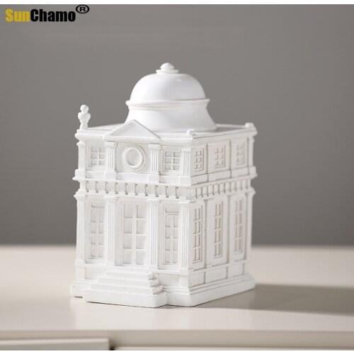 Creative Meter White Building Shape Money Storage Pot Student Birthday Gift Deposit Bank Resin Household Furnishings Ornaments