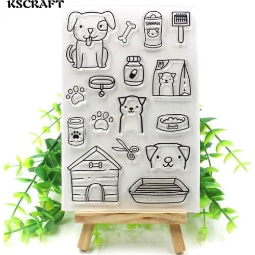 KSCRAFT Cute Dog Transparent Clear Silicone Stamp/Seal for DIY scrapbooking/photo album Decorative clear stamp sheets 096