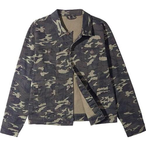 KIOVNO Men Hip Hop Camouflage Denim Jackets Classic Spring Streetwear Outwear Tops For Male Size S-3XL