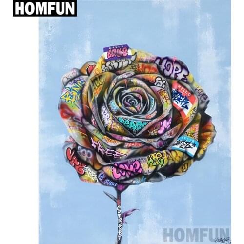 HOMFUN Full Square/Round Drill 5D DIY Diamond Painting "Graffiti rose" Embroidery Cross Stitch 5D Home Decor Gift A03771