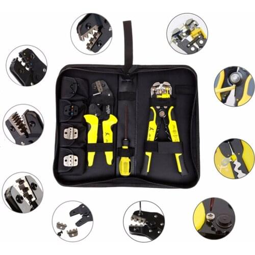 4 In 1 Wire Crimper Hand Tools Kit Engineering Ratchet Terminal Crimping Plier Wire Crimper + Wire Stripper+S2 Screwdiver