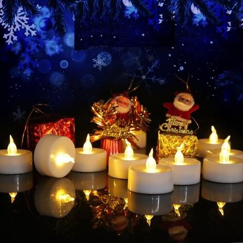 1/6/10pcs Battery Operated Flameless Led Small Candle Battery Powered Tea Lamp No Flashing Christmas Wedding Creative Decor