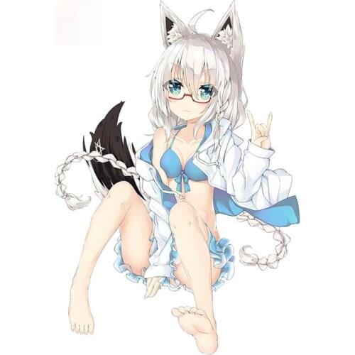 Personality Hololive Shirakami Fubuki Vinyl Car Stickers Personality Bumper Windows Decal Waterproof Decoration Apply To Car