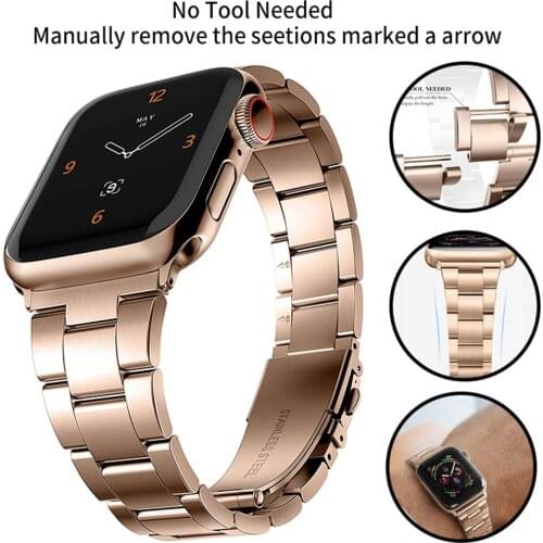 No Tool Needed Strap for Apple Watch Band 6 5 44mm 40mm Metal Bracelet for iWatch Serie 6 SE 3 4 42mm 38mm Stainless Steel Bands