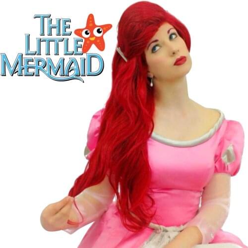 The Little Mermaid Ariel Cosplay Dark Red 70cm Long Curly Wavy Hair Deluxe Sexy Jessica Rabbit Fancy Dress Halloween Costumes