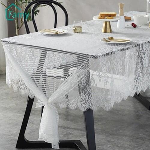 Tablecloth Rectangle White Lace Embroidery Wedding Decoration Table Cloth Party Living Room Dinning Coffee Table Cover Mat Coat
