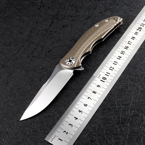 Outdoor high hardness 20CV steel blade TC4 titanium alloy handle sharp camping hunting self-defense EDC tool folding knife